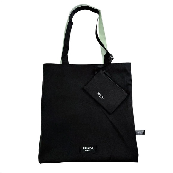 Prada Beauty Tote Bag, Reversible Mint Green  or Black NEW - Picture 2 of 11